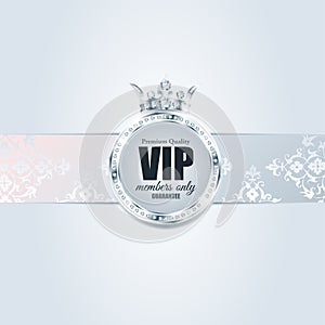 VIP card. Silver background. Premium quality. crown