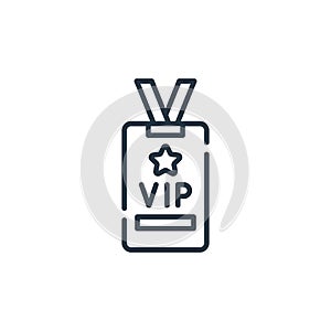 vip card vector icon isolated on white background. Outline, thin line vip card icon for website design and mobile, app development