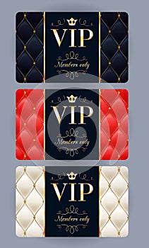 VIP cards with abstract quilted background.