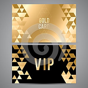 VIP cards. Black and golden design. Triangle