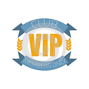 VIP club logo in flat style. Vector illustration