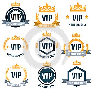 VIP Club members only logo set. Vector illustration