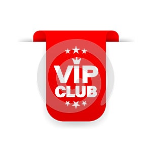 Vip Club red ribbon for web. Vector stock illustration.