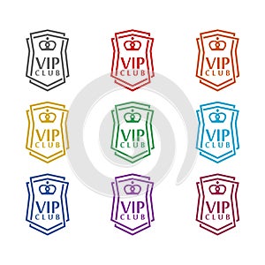 VIP club shield icon isolated on white background. Set icons colorful