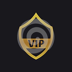 Vip emblem with shield. Luxury Vector illustration.