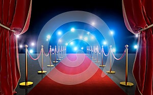 VIP entrance with red carpet and curtains