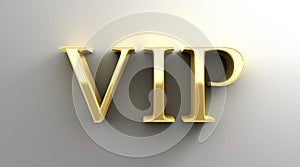 VIP - gold 3D quality render on the wall background with soft sh