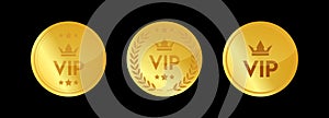 VIP Gold Badge, Set of VIP gold badges for important person and special membership