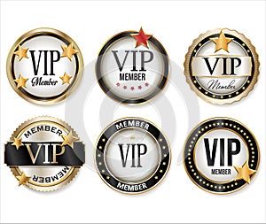 VIP gold and black labels and badges collection