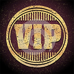 VIP gold icon or logo design in gunge style.