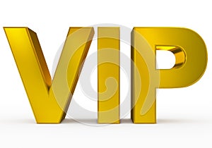 VIP golden - 3d letters isolated on white
