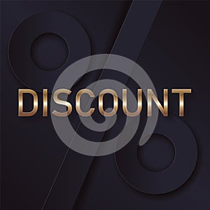 Vip golden discount with premium percent on dark background for luxury poster black friday, christmas sale or other sales