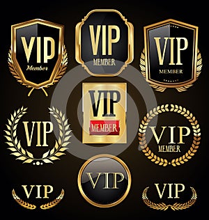 VIP golden laurel wreaths badges and shields collection