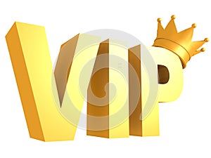 Vip golden text with crown