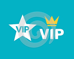 Vip icon flat exclusive important membership badge crown. Vip icon member club