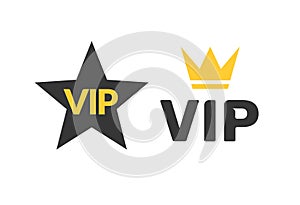 Vip icon flat exclusive important membership badge crown. Vip icon member club