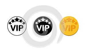 VIP icons in modern white, black and gold colour design concept on isolated white background. EPS 10 vector