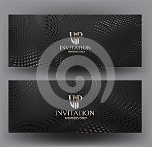 Vip invitation cards with halftone texture background.