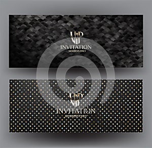 Vip invitation cards with patterns background.
