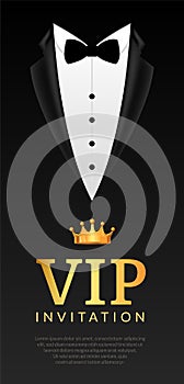 Vip Invitation event Bow Tie background. Gentleman business vip card invitation elegant template