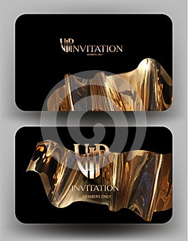 Vip invitation with golden metallic elements.