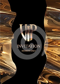 Vip invitation with golden metallic elements.