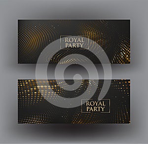 Vip invitation horizontal cards with wavy halftone effect.