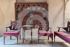 VIP Lounge at Ottoman era historic House of Egyptian Architecture, Darb El Labbana district, Cairo, Egypt