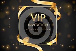 VIP. Luxury gift card, vip invitation coupon, certificate with gold text, exclusive and elegant logo membership in