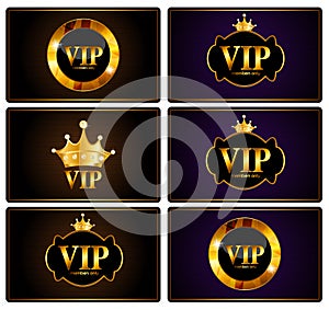 VIP Members Card Set Vector Illustration