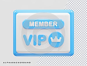 Vip membership icon vector illustration element 3d rendering transparent eps