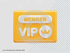 Vip membership icon vector illustration element 3d rendering transparent eps