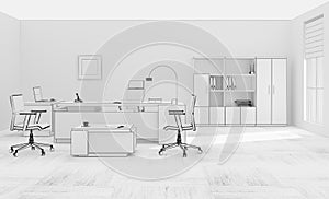 VIP office furniture grid 3D rendering