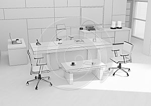 VIP office furniture grid 3D rendering