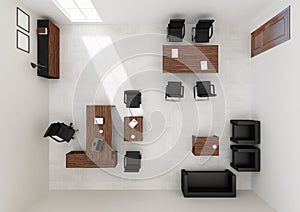 VIP office furniture top view 3D rendering