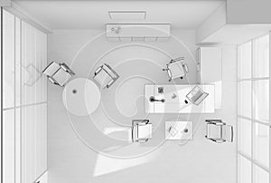 VIP office furniture top view grid 3D rendering