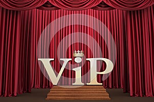 VIP on pedestal on the scene illumination a searchlight