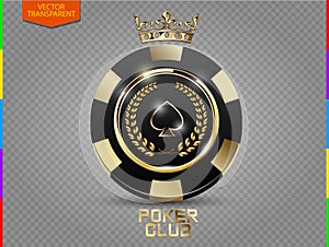 VIP poker black and golden chip vector (transparency in additional format only)