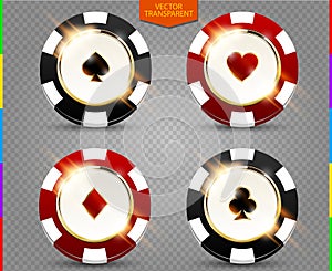 VIP poker black and red chip vector collection (transparency in additional format only)