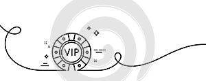 Vip poker chip line icon. Very important person casino sign. Continuous line with curl. Vector
