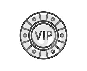 Vip poker chip line icon. Very important person casino sign. Vector