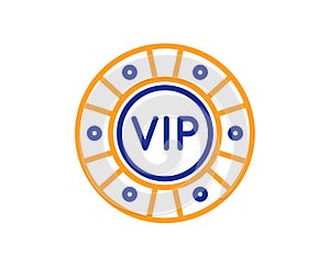 Vip poker chip line icon. Very important person casino sign. Vector