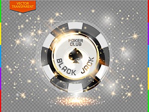 VIP poker chip with sparkling light effect vector (transparency in additional format only)