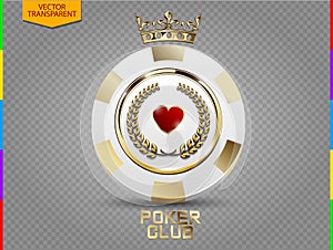 VIP poker luxury white and golden chip vector transparency in additional format only