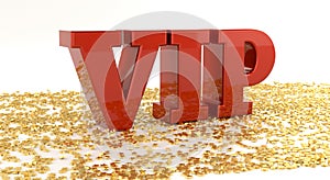 VIP - Red text on gold stars - High quality 3D Render