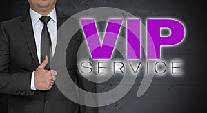 VIP service concept and businessman with thumbs up