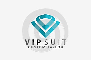 Vip Suit Custom Taylor Logo Design Vector Illustration