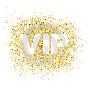 VIP template. Letters on gold dust, with sparkles
