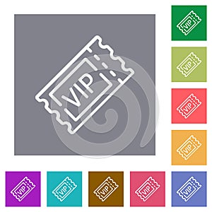 VIP ticket outline square flat icons