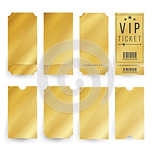 Vip Ticket Template Vector. Empty Golden Tickets And Coupons Blank. Isolated Illustration. photo